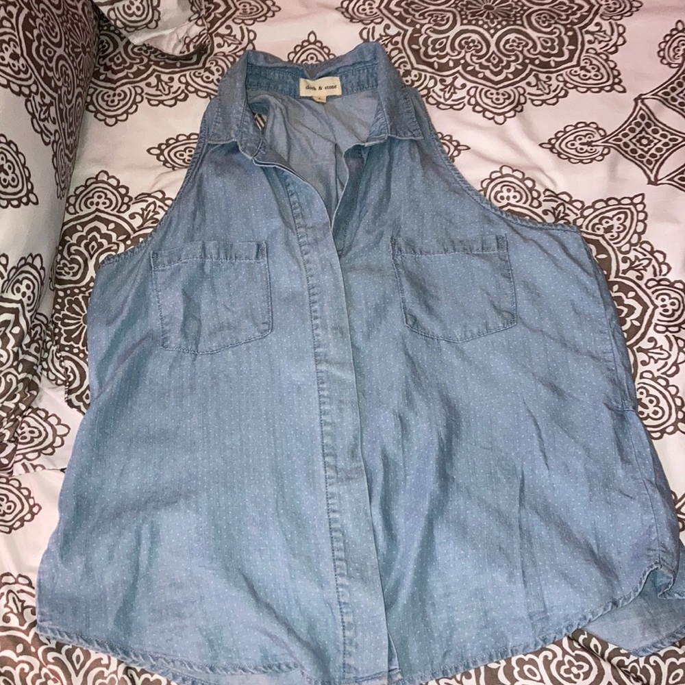 Anthropologie Cloth & Stone sleeveless denim shirt